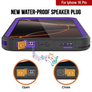 Funda impermeable para iPhone 16 Pro, Punkcase [Extreme Series] Armor Cover con protector de pantalla incorporado [púrpura]