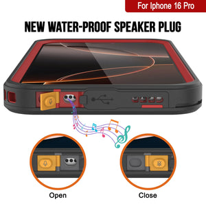 Funda impermeable para iPhone 16 Plus, Punkcase [Extreme Series] Armor Cover con protector de pantalla incorporado [Rojo]
