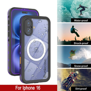 Funda impermeable para iPhone 16, Punkcase SpikeStar Purple Series | Funda fina de 2 m sumergible IP68