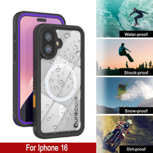 Cargar imagen en el visor de la galería, Funda impermeable para iPhone 16, Punkcase [Extreme Mag Series] Armor Cover con protector de pantalla incorporado [púrpura]
