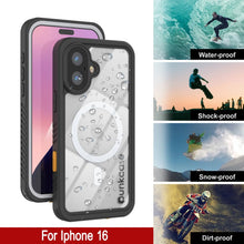 Cargar imagen en el visor de la galería, Funda impermeable para iPhone 16, Punkcase [Extreme Mag Series] Armor Cover con protector de pantalla incorporado [blanco]
