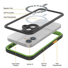 Cargar imagen en el visor de la galería, Funda impermeable para iPhone 16, Punkcase [Extreme Mag Series] Armor Cover con protector de pantalla incorporado [Verde]
