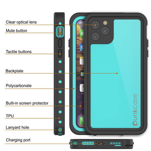 iPhone 11 Pro Waterproof IP68 Case, Punkcase [Teal] [StudStar Series] [Slim Fit] (Color in image: light green)