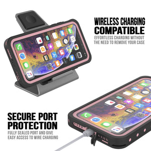 iPhone 11 Pro Max Waterproof IP68 Case, Punkcase [Pink] [StudStar Series] [Slim Fit] [Dirtproof] (Color in image: white)