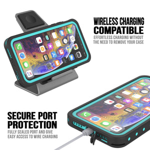 iPhone 11 Pro Waterproof IP68 Case, Punkcase [Teal] [StudStar Series] [Slim Fit] (Color in image: black)