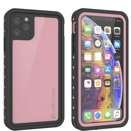 iPhone 11 Pro Max Waterproof IP68 Case, Punkcase [Pink] [StudStar Series] [Slim Fit] [Dirtproof] (Color in image: pink)