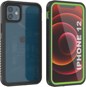 iPhone 12  Waterproof Case, Punkcase [Extreme Series] Armor Cover W/ Built In Screen Protector [Light Green] (Color in image: Red)