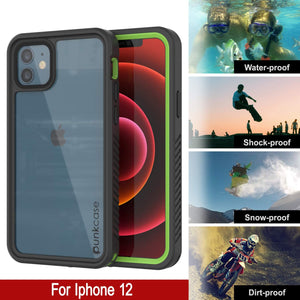 iPhone 12  Waterproof Case, Punkcase [Extreme Series] Armor Cover W/ Built In Screen Protector [Light Green] (Color in image: Light Blue)