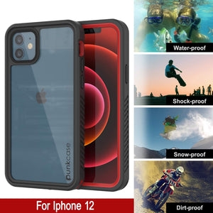 iPhone 12  Waterproof Case, Punkcase [Extreme Series] Armor Cover W/ Built In Screen Protector [Red] (Color in image: Purple)