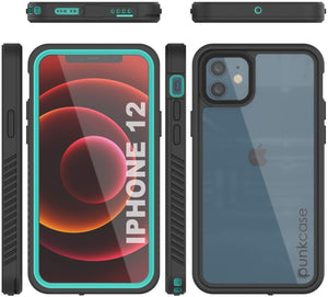 iPhone 12  Waterproof Case, Punkcase [Extreme Series] Armor Cover W/ Built In Screen Protector [Teal] (Color in image: Teal)
