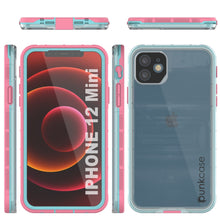 Cargar imagen en el visor de la galería, Punkcase iPhone 13 Mini Waterproof Case [Aqua Series] Armor Cover [Clear Pink] [Clear Back] (Color in image: Clear Teal)

