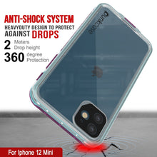 Cargar imagen en el visor de la galería, ANTI-SHOCK SYSTEM HEAVYDUTY DESIGN TO PROTECT 4 AGAINST DROPS Meters Drop height 3 6 degree Protection ff For Iphone 12 Mini (Color in image: Clear Pink)
