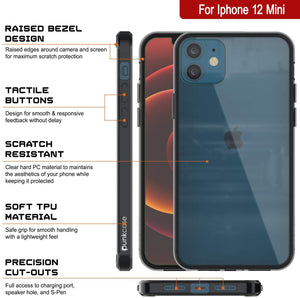 iPhone 12 Mini Case Punkcase® LUCID 2.0 Crystal Black Series w/ PUNK SHIELD Screen Protector | Ultra Fit (Color in image: white)