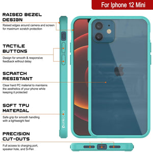 iPhone 12 Mini Case Punkcase® LUCID 2.0 Teal Series w/ PUNK SHIELD Screen Protector | Ultra Fit (Color in image: black)