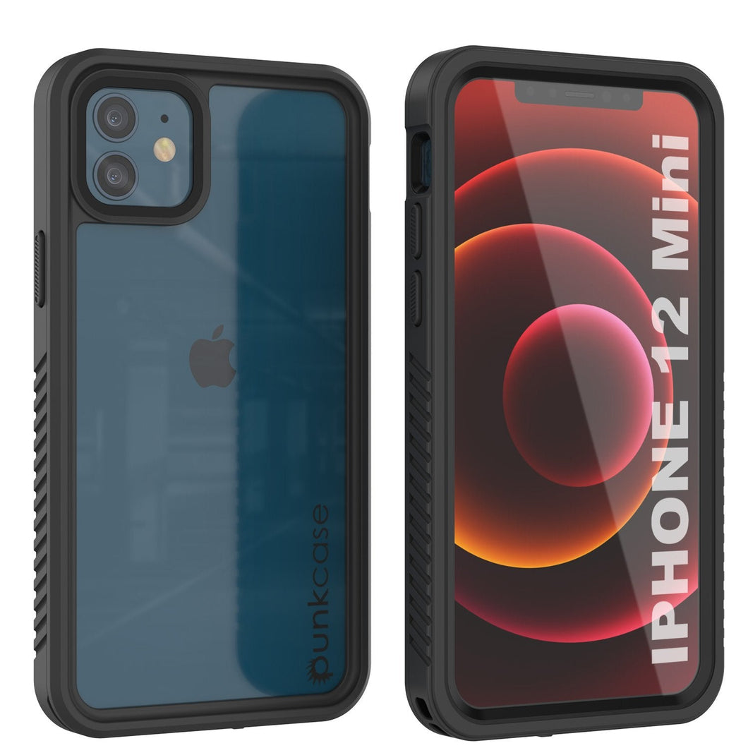 iPhone 12 Mini Waterproof Case, Punkcase [Extreme Series] Armor Cover W/ Built In Screen Protector [Black] (Color in image: Black)