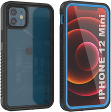 Cargar imagen en el visor de la galería, iPhone 12 Mini Waterproof Case, Punkcase [Extreme Series] Armor Cover W/ Built In Screen Protector [Light Blue] (Color in image: Black)
