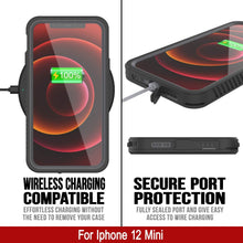 Cargar imagen en el visor de la galería, iPhone 12 Mini Waterproof Case, Punkcase [Extreme Series] Armor Cover W/ Built In Screen Protector [Purple] (Color in image: Red)
