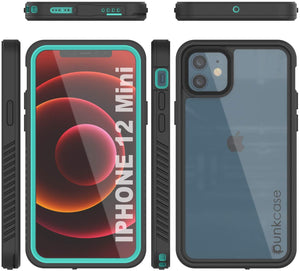 iPhone 12 Mini Waterproof Case, Punkcase [Extreme Series] Armor Cover W/ Built In Screen Protector [Teal] (Color in image: Teal)
