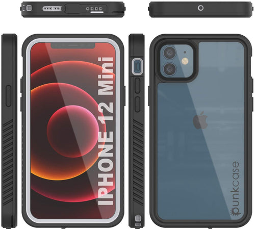 iPhone 12 Mini Waterproof Case, Punkcase [Extreme Series] Armor Cover W/ Built In Screen Protector [White] (Color in image: White)