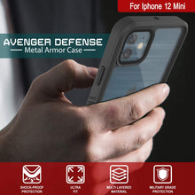 Cargar imagen en el visor de la galería, iPhone 12 Mini Waterproof Case, Punkcase [Extreme Series] Armor Cover W/ Built In Screen Protector [White] (Color in image: Black)
