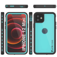 Cargar imagen en el visor de la galería, iPhone 12 Mini Waterproof IP68 Case, Punkcase [Teal] [StudStar Series] [Slim Fit] (Color in image: Black)
