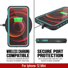 Cargar imagen en el visor de la galería, iPhone 12 Mini Waterproof IP68 Case, Punkcase [Teal] [StudStar Series] [Slim Fit] (Color in image: Light Blue)
