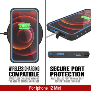 iPhone 12 Mini Waterproof IP68 Case, Punkcase [Light blue] [StudStar Series] [Slim Fit] [Dirtproof] (Color in image: Teal)