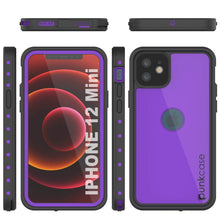 Cargar imagen en el visor de la galería, iPhone 12 Mini Waterproof IP68 Case, Punkcase [Purple] [StudStar Series] [Slim Fit] [Dirtproof] (Color in image: Black)
