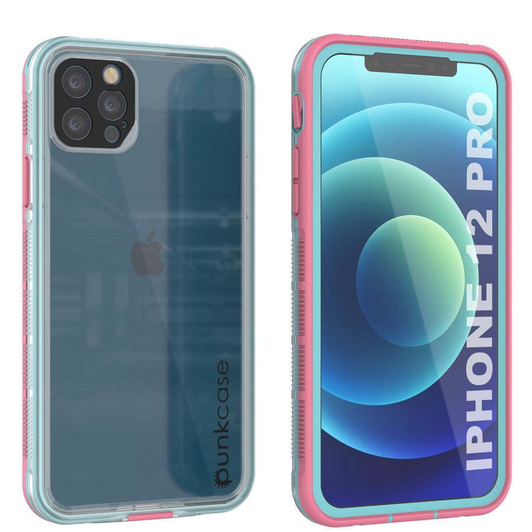 Punkcase iPhone 13 Pro Waterproof Case [Aqua Series] Armor Cover [Clear Pink] [Clear Back] (Color in image: Clear Pink)