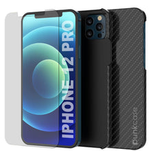 Cargar imagen en el visor de la galería, iPhone 12 Pro Case, Punkcase CarbonShield, Heavy Duty &amp; Ultra Thin 2 Piece Dual Layer [shockproof] (Color in image: Black)

