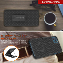 Load image into Gallery viewer, Punkcase iPhone 12 Pro Case With Tempered Glass Screen Protector, Holster Belt Clip &amp; Built-In Kickstand [Black] 
