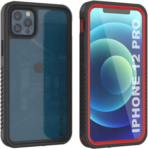 iPhone 12 Pro Waterproof Case, Punkcase [Extreme Series] Armor Cover W/ Built In Screen Protector [Red] (Color in image: Red)