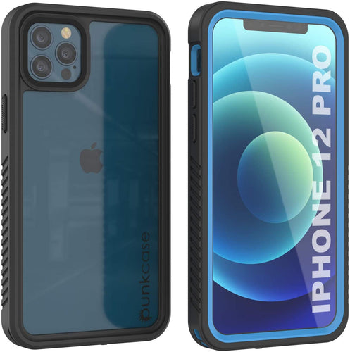 iPhone 12 Pro Waterproof Case, Punkcase [Extreme Series] Armor Cover W/ Built In Screen Protector [Light Blue] (Color in image: Light Blue)