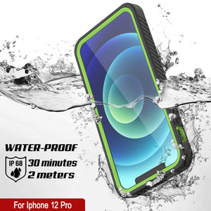 iPhone 12 Pro Waterproof Case, Punkcase [Extreme Series] Armor Cover W/ Built In Screen Protector [Light Green] (Color in image: Black)
