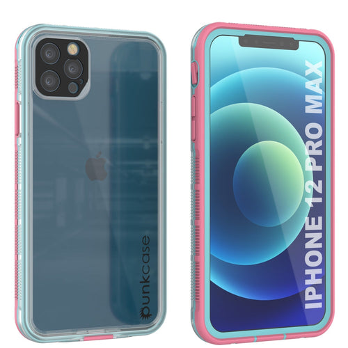 Punkcase iPhone 13 Pro Max Waterproof Case [Aqua Series] Armor Cover [Clear Pink] [Clear Back] (Color in image: Clear Pink)