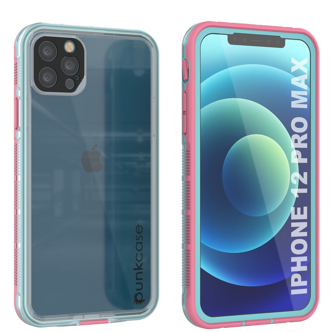 Punkcase iPhone 13 Pro Max Waterproof Case [Aqua Series] Armor Cover [Clear Pink] [Clear Back] (Color in image: Clear Pink)