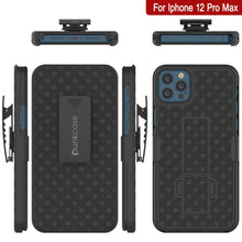 Cargar imagen en el visor de la galería, Punkcase iPhone 12 Pro Max Case With Tempered Glass Screen Protector, Holster Belt Clip &amp; Built-In Kickstand [Black] 
