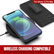 Cargar imagen en el visor de la galería, Punkcase iPhone 12 Pro Max Case With Tempered Glass Screen Protector, Holster Belt Clip &amp; Built-In Kickstand [Black] 

