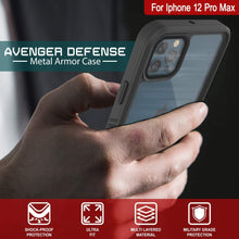 Cargar imagen en el visor de la galería, iPhone 12 Pro Max Waterproof Case, Punkcase [Extreme Series] Armor Cover W/ Built In Screen Protector [Black] (Color in image: Light Blue)
