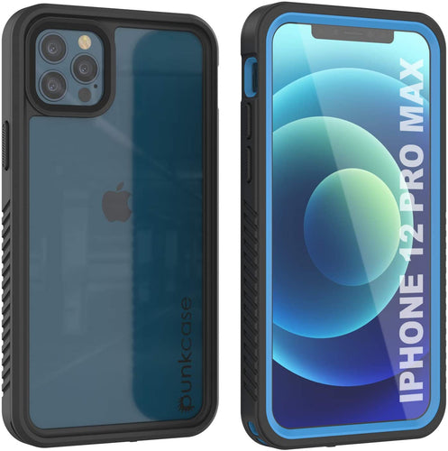 iPhone 12 Pro Max Waterproof Case, Punkcase [Extreme Series] Armor Cover W/ Built In Screen Protector [Light Blue] (Color in image: Light Blue)