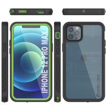 Cargar imagen en el visor de la galería, iPhone 12 Pro Max Waterproof Case, Punkcase [Extreme Series] Armor Cover W/ Built In Screen Protector [Light Green] (Color in image: Black)
