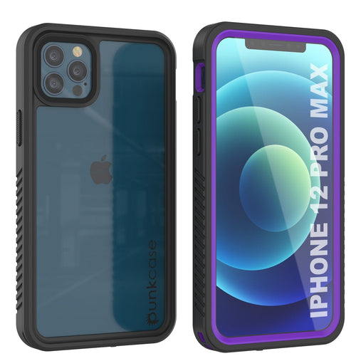 iPhone 12 Pro Max Waterproof Case, Punkcase [Extreme Series] Armor Cover W/ Built In Screen Protector [Purple] (Color in image: Purple)