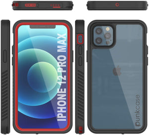 iPhone 12 Pro Max Waterproof Case, Punkcase [Extreme Series] Armor Cover W/ Built In Screen Protector [Red] (Color in image: Teal)