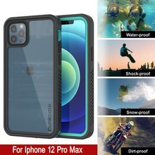 Cargar imagen en el visor de la galería, iPhone 12 Pro Max Waterproof Case, Punkcase [Extreme Series] Armor Cover W/ Built In Screen Protector [Teal] (Color in image: Light Green)
