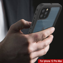 Cargar imagen en el visor de la galería, iPhone 12 Pro Max Waterproof IP68 Case, Punkcase [Clear] [StudStar Series] [Slim Fit] [Dirtproof] (Color in image: Black)
