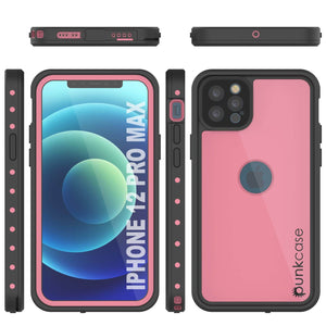 iPhone 12 Pro Max Waterproof IP68 Case, Punkcase [Pink] [StudStar Series] [Slim Fit] [Dirtproof] (Color in image: White)