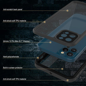 iPhone 12 Pro Max Waterproof IP68 Case, Punkcase [Clear] [StudStar Series] [Slim Fit] [Dirtproof] (Color in image: Red)
