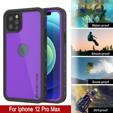 Cargar imagen en el visor de la galería, iPhone 12 Pro Max Waterproof IP68 Case, Punkcase [Purple] [StudStar Series] [Slim Fit] [Dirtproof] (Color in image: Light Green)
