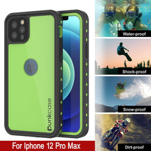 Cargar imagen en el visor de la galería, iPhone 12 Pro Max Waterproof IP68 Case, Punkcase [Light green] [StudStar Series] [Slim Fit] [Dirtproof] (Color in image: Black)
