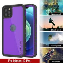 Cargar imagen en el visor de la galería, iPhone 12 Pro Waterproof IP68 Case, Punkcase [Purple] [StudStar Series] [Slim Fit] [Dirtproof] (Color in image: Light Green)
